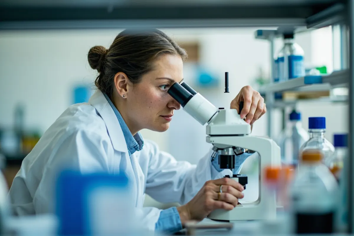 Investigadora analizando muestras en el laboratorio de inmunología del MD Anderson