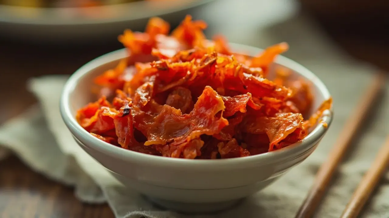 Tazón con kimchi rojo de col china