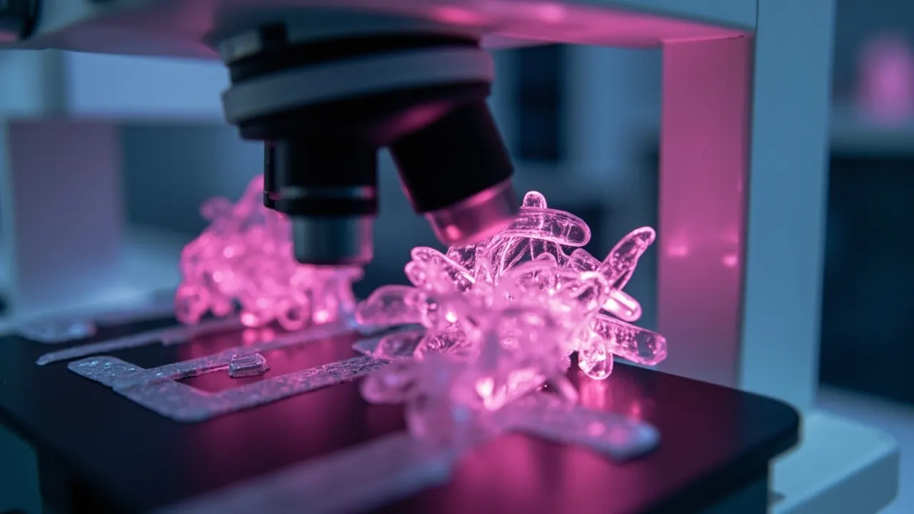 Células de cáncer de mama observadas al microscopio en un laboratorio de oncología