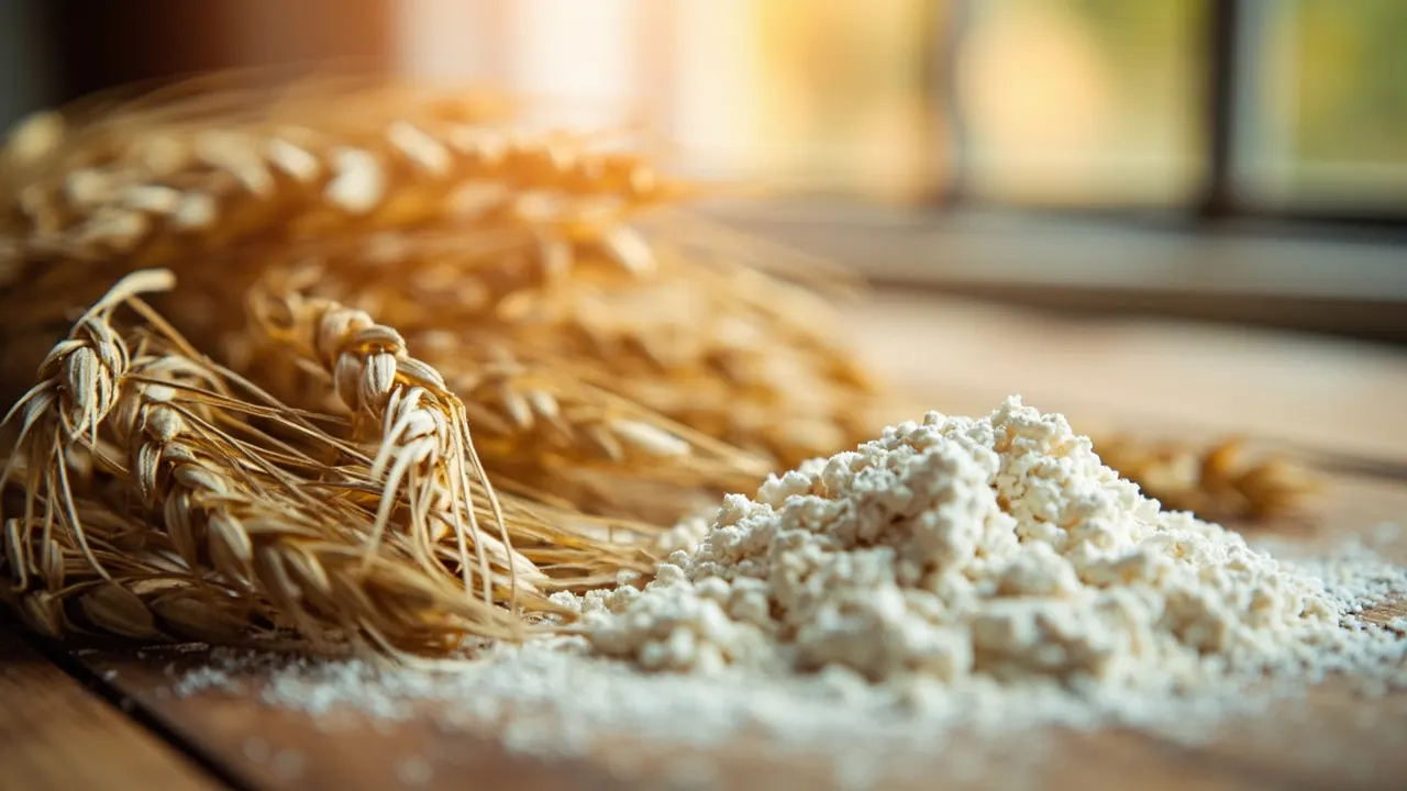 Granos de trigo y harina, fuente del gluten que desencadena la celiaquía