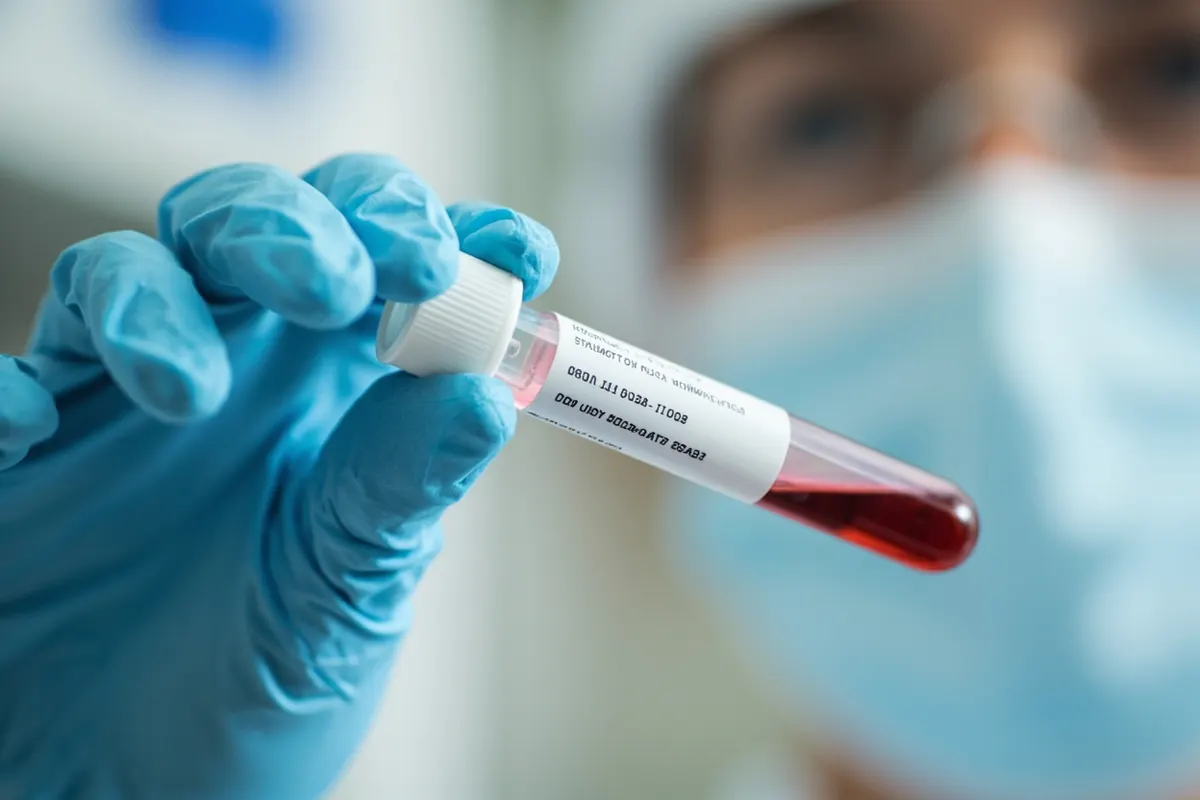Tubo de sangre preparado para análisis