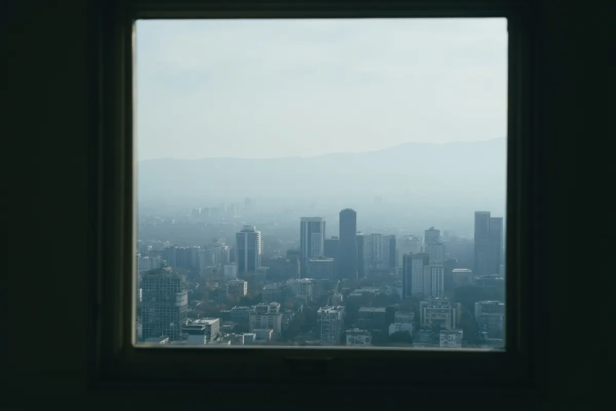 Cielo contaminado por smog sobre una ciudad