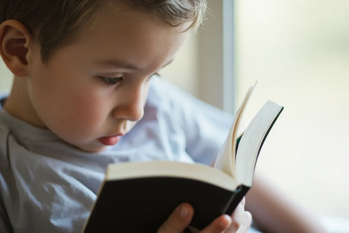 Persona concentrada leyendo un libro
