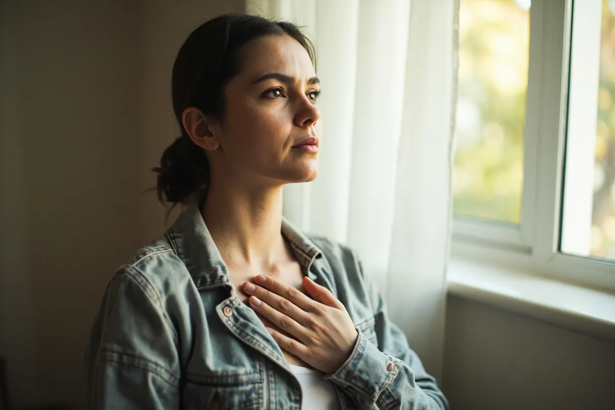 Persona practicando respiración lenta durante una crisis de ansiedad