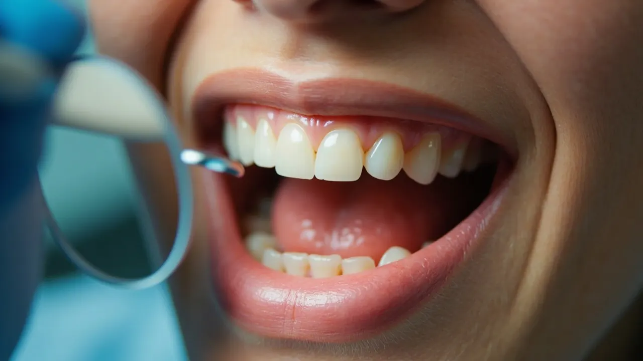 Examen dental mostrando desgaste en el esmalte de los dientes