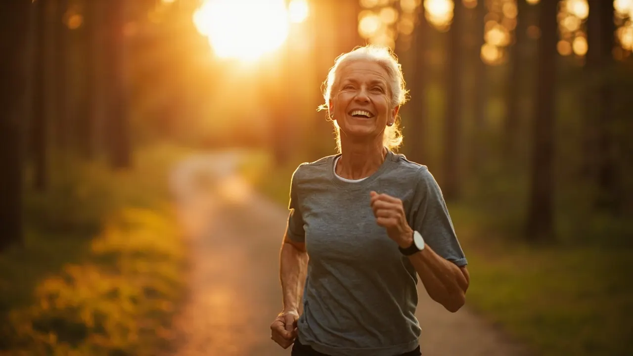Persona corriendo por un sendero forestal al atardecer