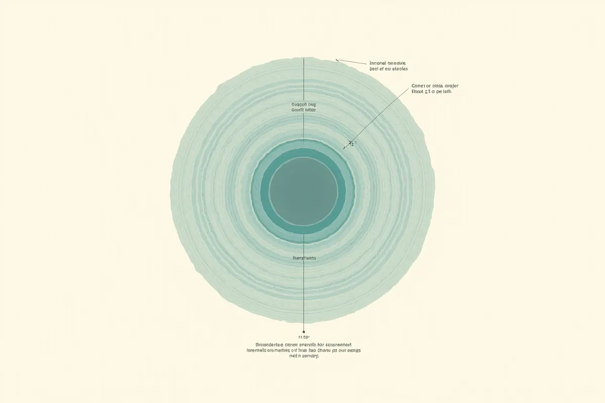Corte transversal del cristalino del ojo del tiburón de Groenlandia con capas concéntricas anuales, comparables a los anillos de un árbol, usado para datar la edad por radiocarbono.