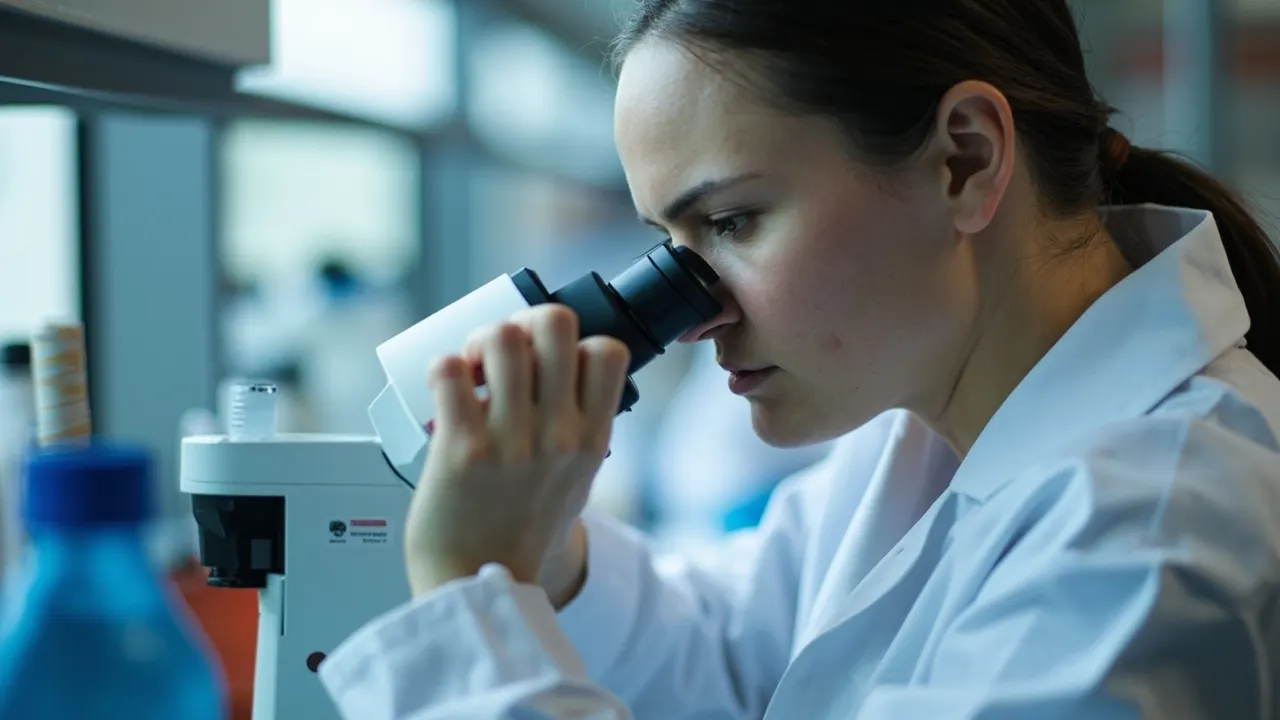 Tejido pulmonar examinado al microscopio en un laboratorio