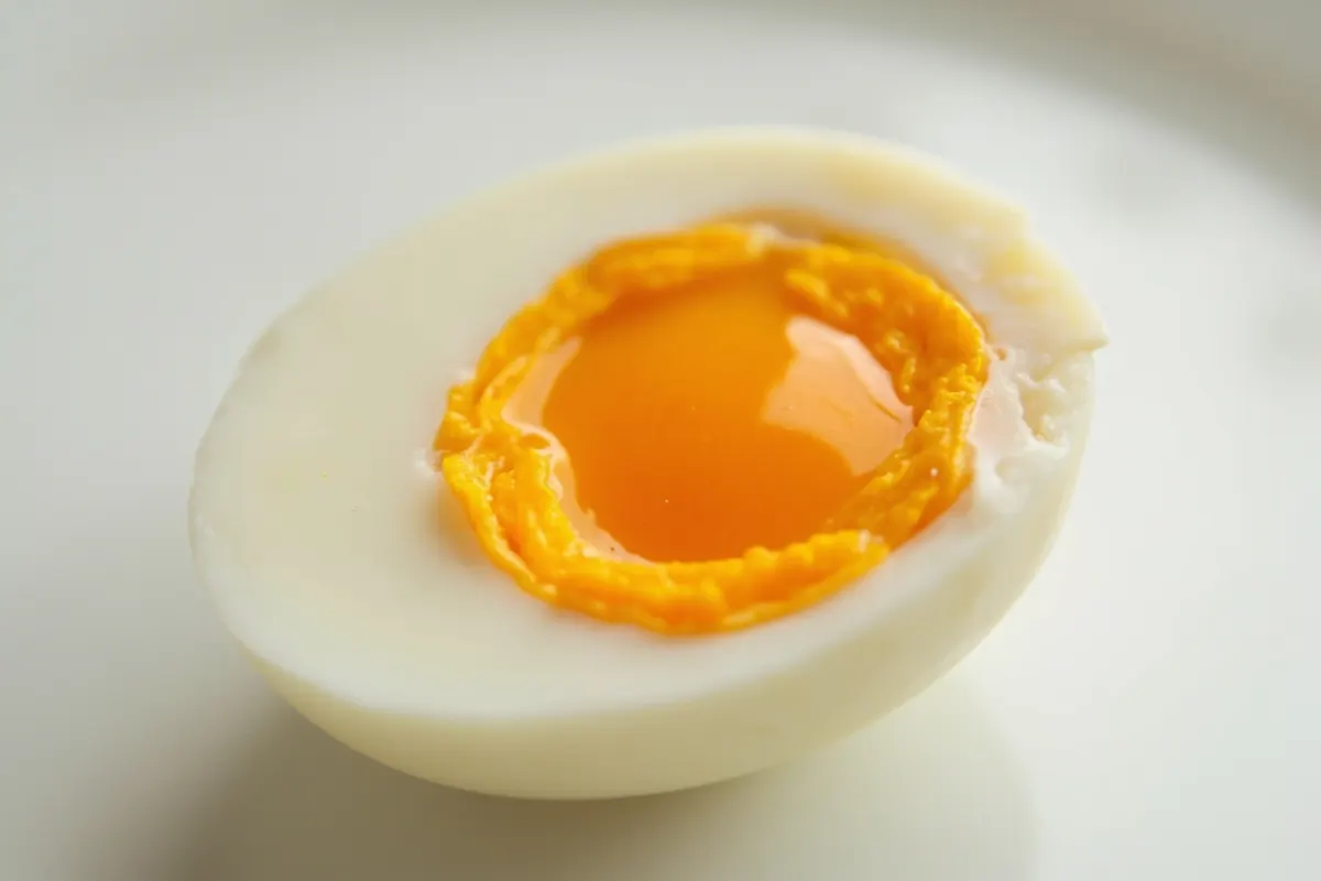 Yema de huevo cruda sobre un plato blanco