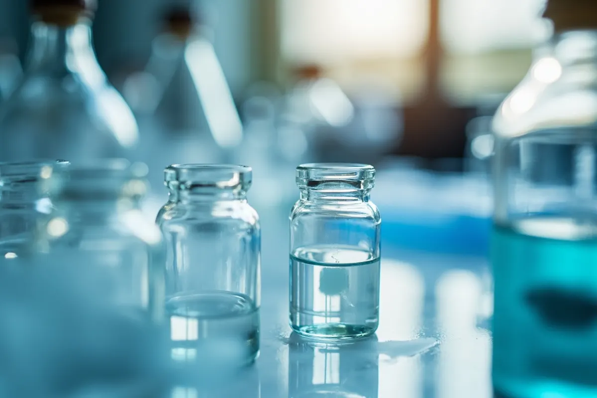 Viales de laboratorio con muestras para investigación