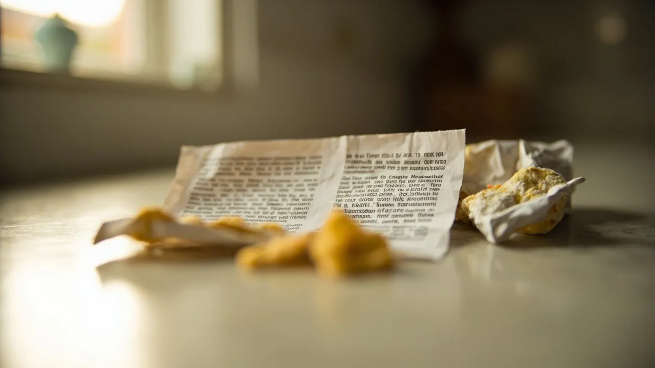 Etiqueta de ingredientes de un alimento procesado con lista de aditivos conservantes
