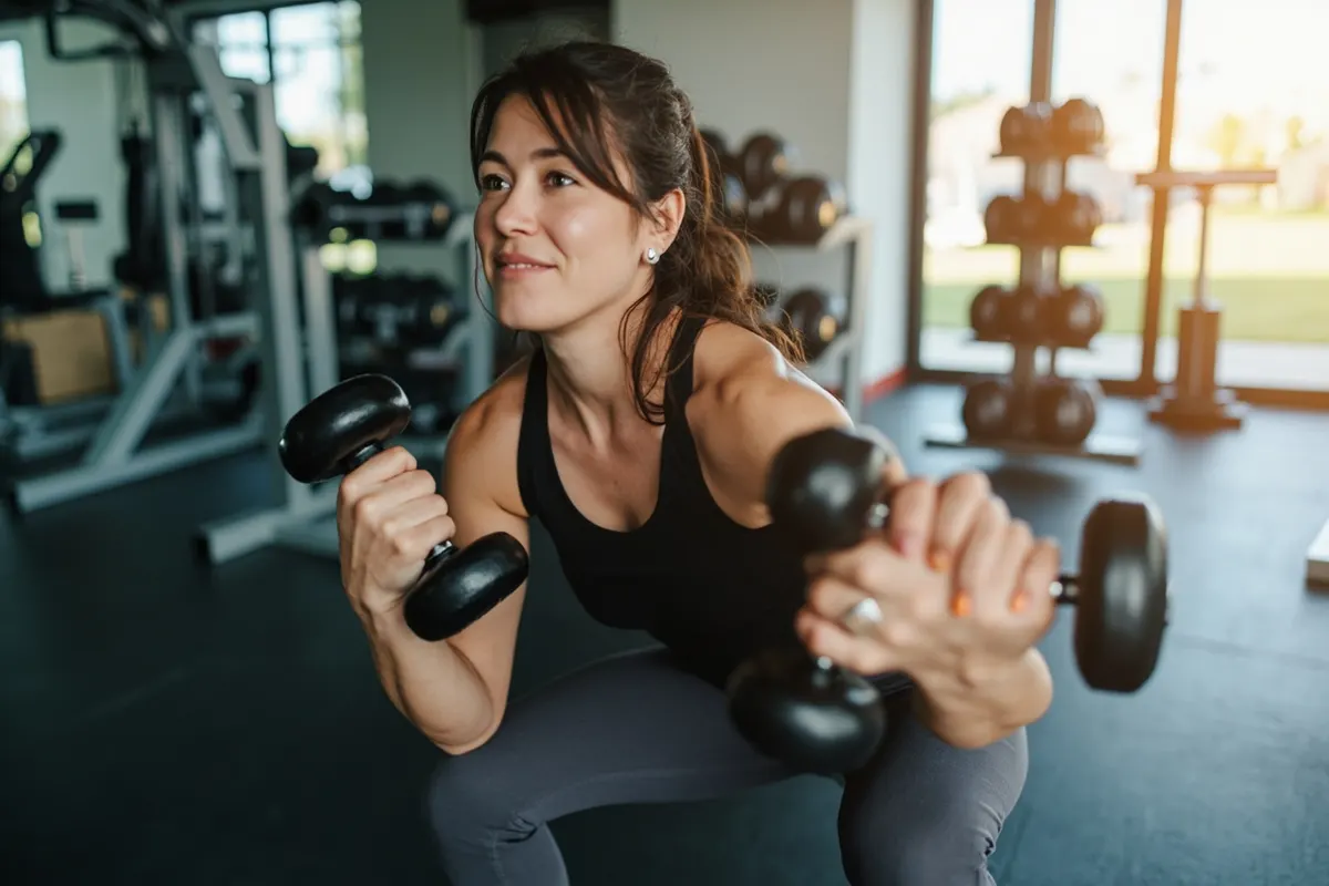 Persona entrenando fuerza con una mancuerna