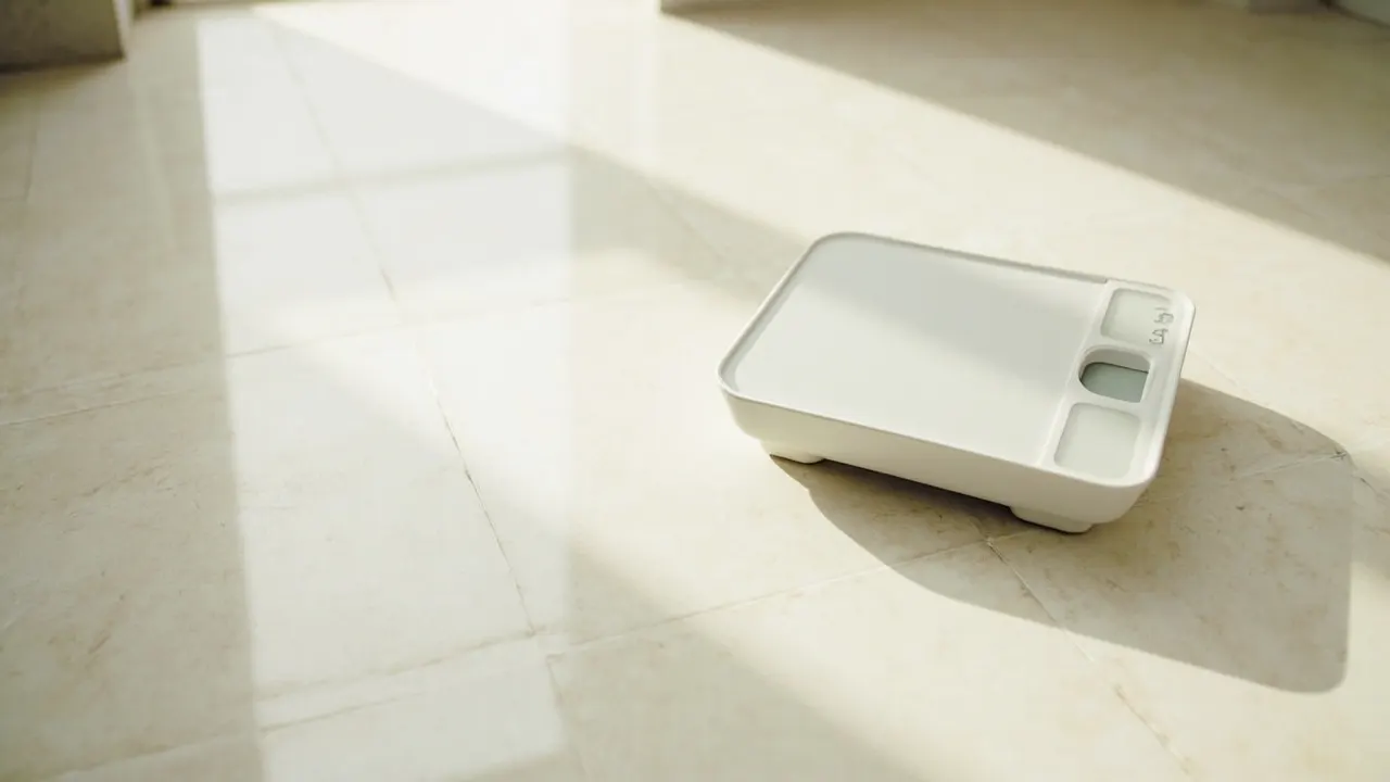 Báscula de baño sobre un suelo neutro