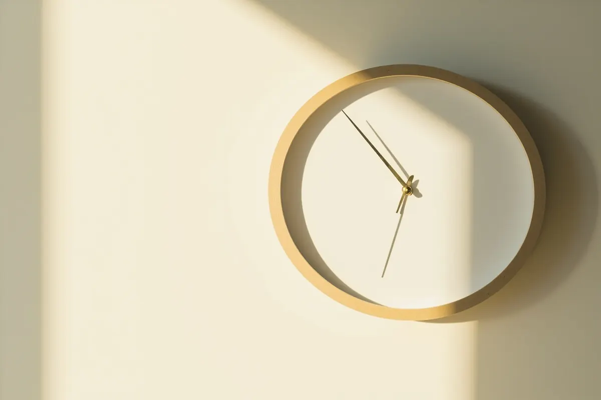 Reloj de pared marcando las dos y cuarto de la tarde