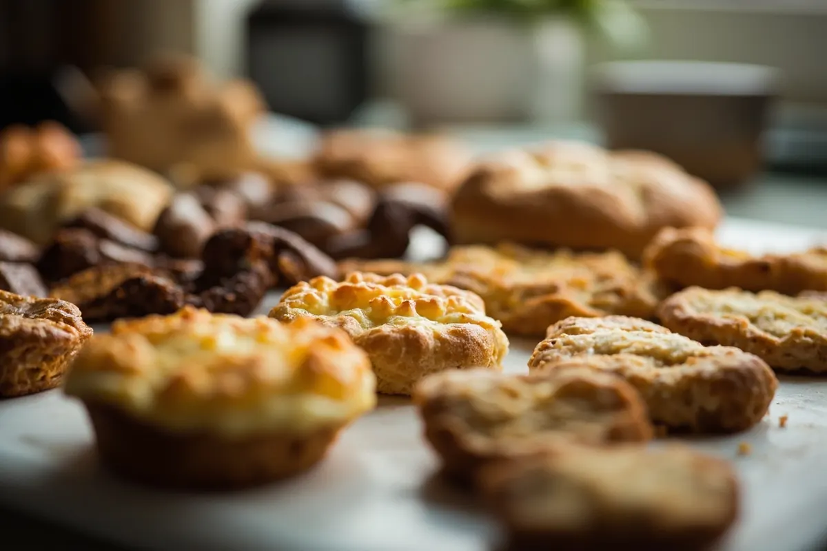 Variedad de dulces y snacks sobre una encimera